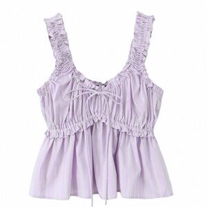 New One size Lavender Ruffle Strap Top